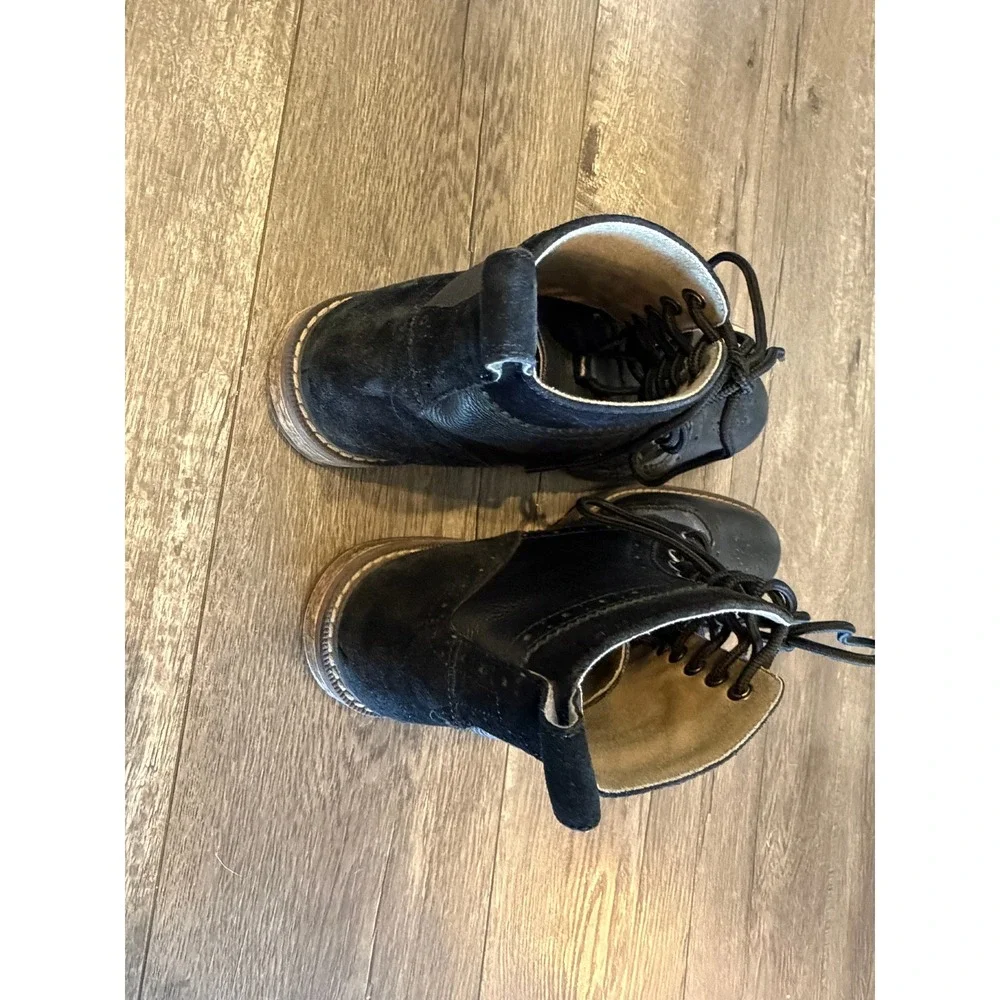 Stacy Adams Black Leather Wingtip Brogue Lace Up‎ Dress Boots Mixed Media Mens